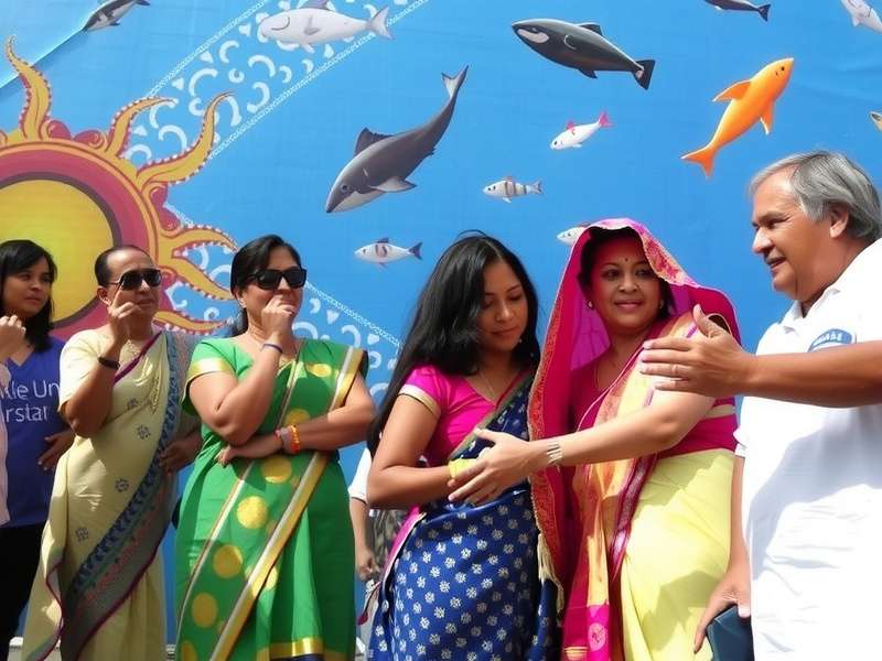 Indian Family Enjoying Coral Reef Carnival Together Indian Family Playing Coral Reef Carnival